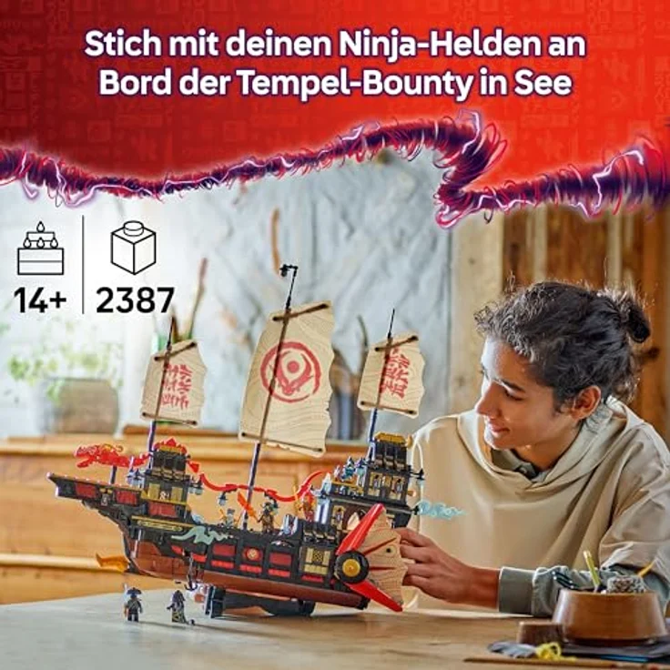 LEGO Ninjago 71848, Tempel-Flugsegler mit 2.387 Teilen, für 14+ Jahre, interaktive Funktionen und Präsentationsständer – Bild 2