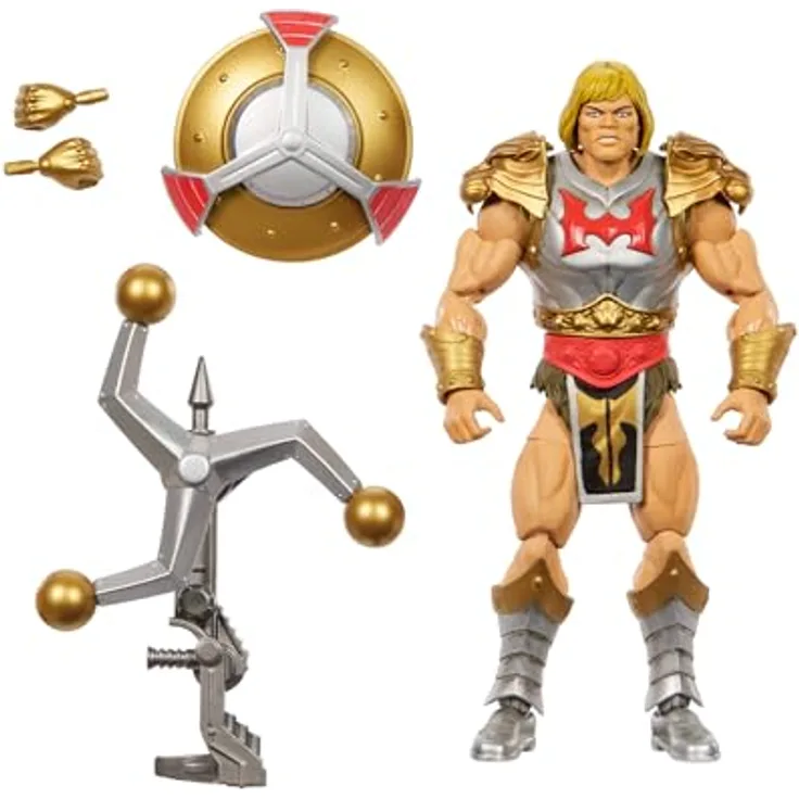 Mattel Masters of the Universe: New Eternia Masterverse Actionfigur Flying Fist He-Man, 18 cm mit 30 Bewegungspunkten und Zubehör
