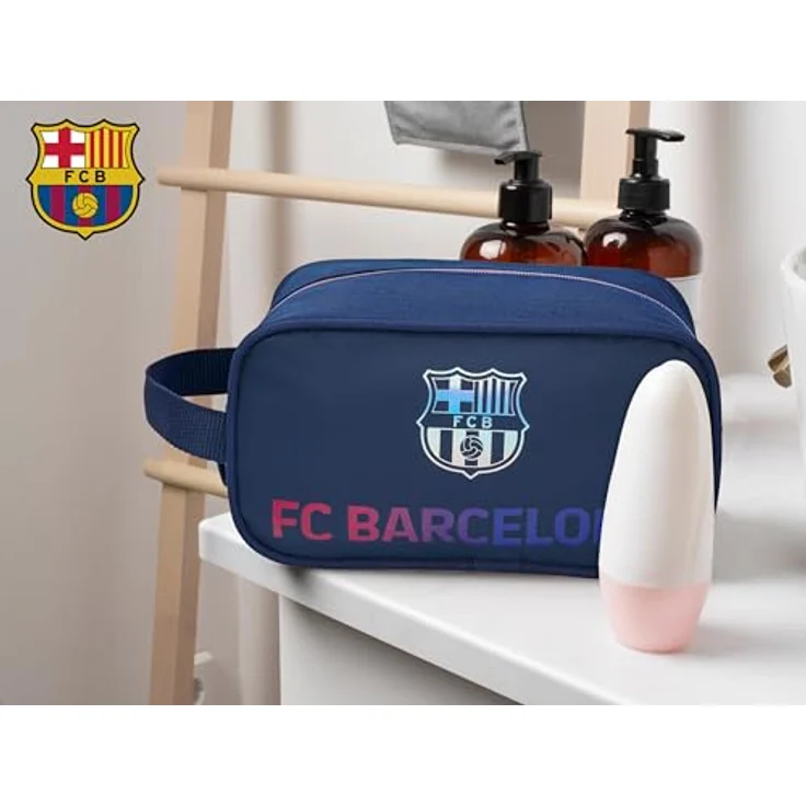 FC Barcelona Federtasche Schlampermäppchen Jumbo Etui mit Trageschlaufe und großzügigem Stauraum, schwarz-blau – Bild 4