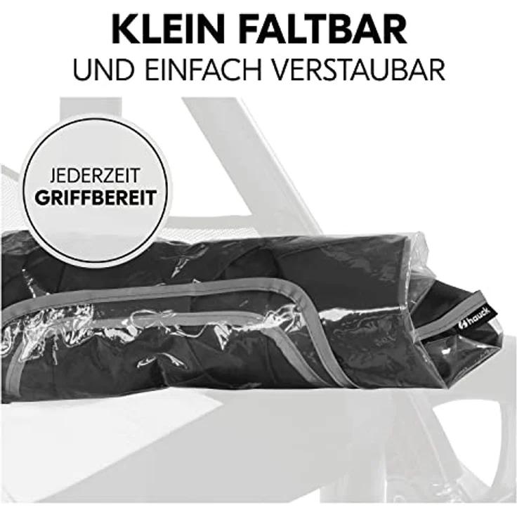 Hauck Universal Regenschutz Buggy Kinderwagen Sitz, Reflektierende Umrandung, Kontakt-Fenster, Gute Luftzirkulation, Einfache Befestigung, Kompatibel mit hauck Buggys, Transparent – Bild 6