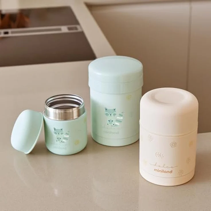 Miniland Silky Food Thermos Mini, Edelstahl-Babynahrungsbehälter mit doppelter Wand, 280 ml, mint – Bild 7