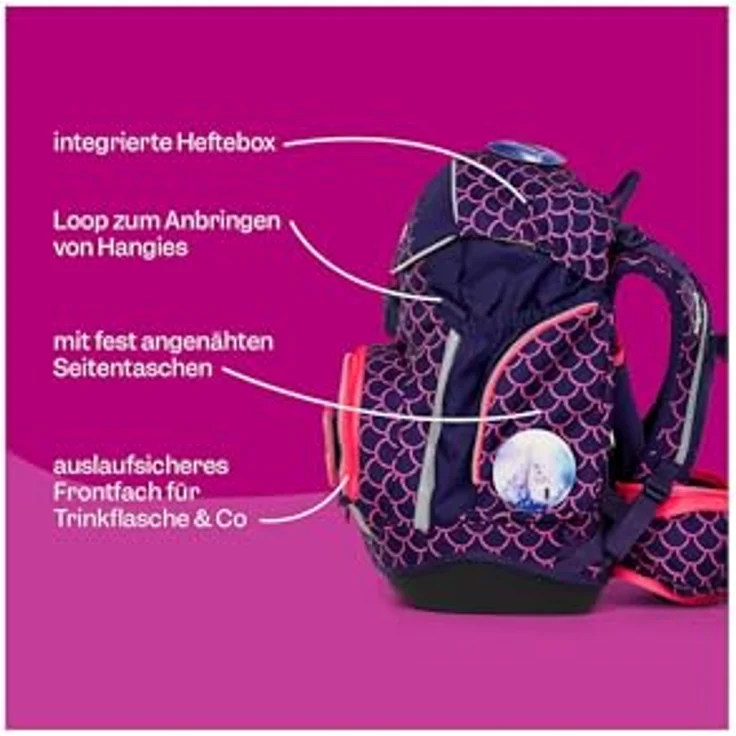 ergobag pack Set, ergonomischer Schulrucksack für 1. Klasse, 6-teiliges Set inkl. Sportrucksack und gefülltem Federmäppchen, höhenverstellbar, standfest und reflektierend – Bild 5
