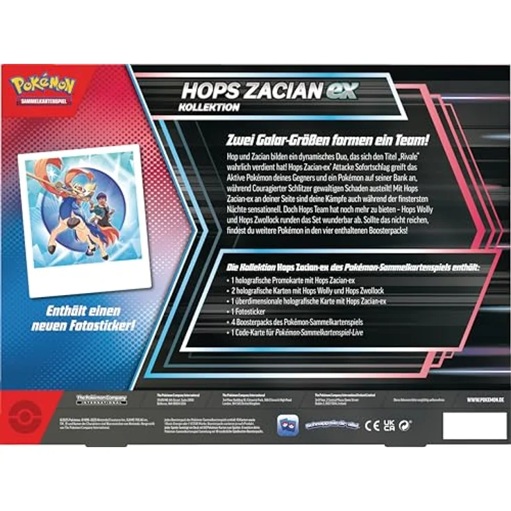 Pokemon Pokémon-Sammelkartenspiel: Kollektion Hops Zacian-ex (3 holografische Promokarten, 1 überdimensionale holografische Karte & 4 Boosterpacks) – Bild 4