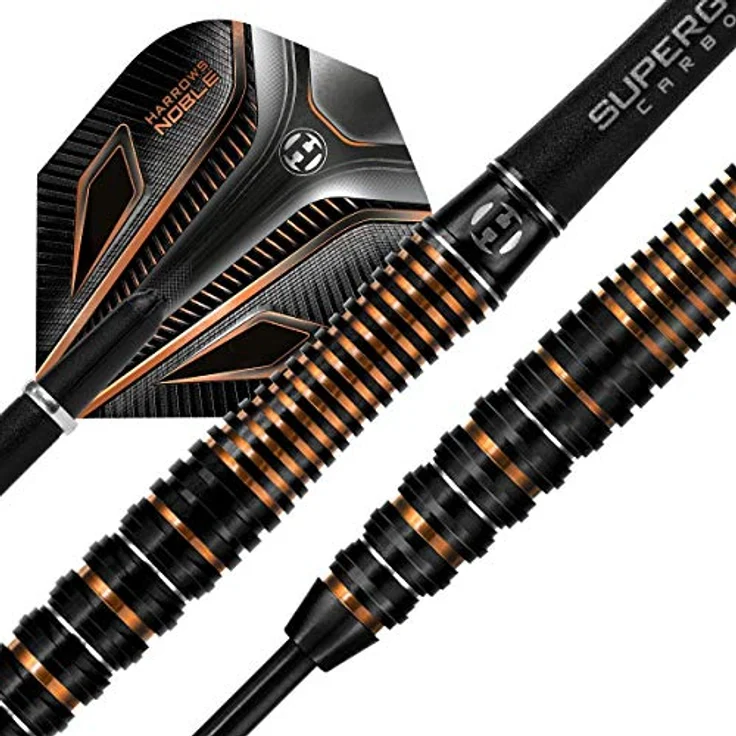 Harrows Noble 90% Steeldarts, 21 Gramm mit Supergrip Carbon-Schäften, in Schwarz, Silber oder Gold – Bild 3