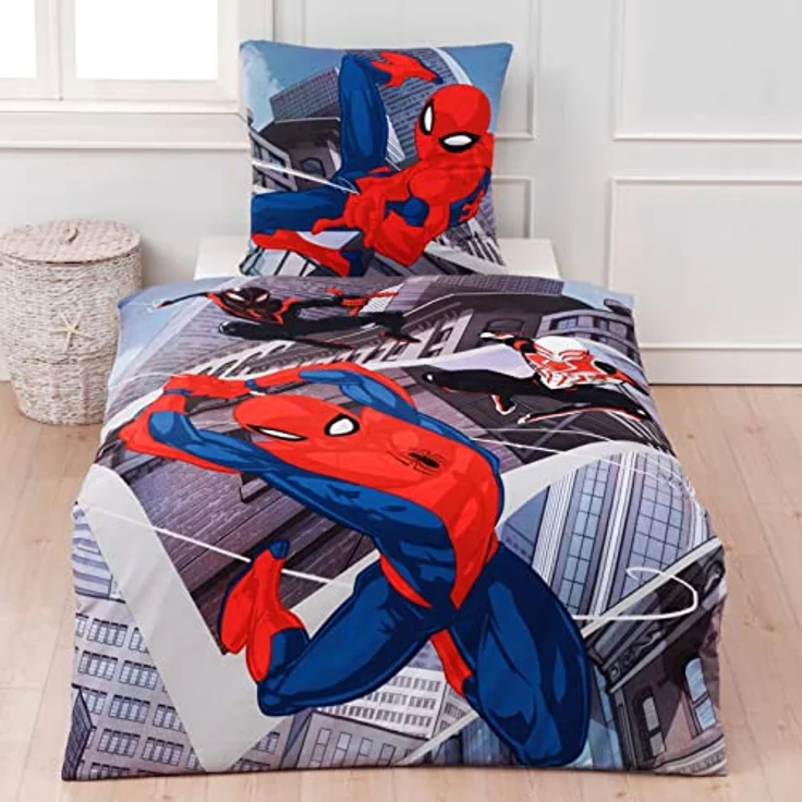 Marvel Spiderman Bettwäsche Bettbezug 135x200 80x80 Baumwolle · Kinderbettwäsche Teenager-Bettwäsche · NY Fanartikel Comic Spinne – Bild 2