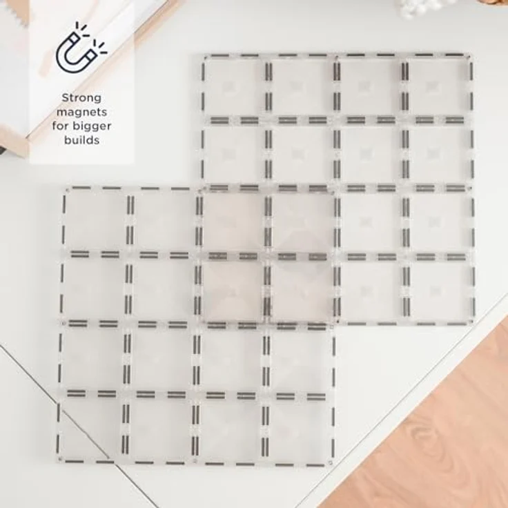 Connetix Klar Grundplatten-Pack, 2 Stück mit abgeschrägtem Design und mehreren Magnetpunkten – Bild 2