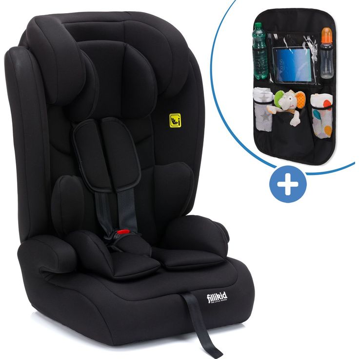 Fillikid Kindersitz Oli i-Size, vorwärtsgerichteter Autokindersitz für 9 Monate bis 12 Jahre mit höhenverstellbarer Kopfstütze und Autositz-Tasche, Schwarz