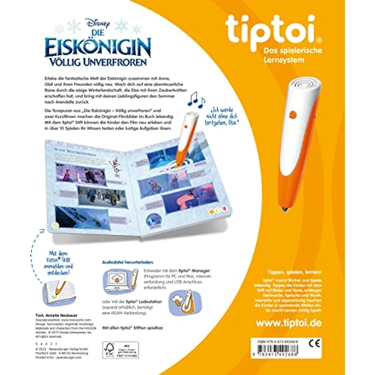 Ravensburger tiptoi® Buch - Die Eiskönigin - Völlig Unverfroren, interaktives Lernen mit Anna und Elsa – Bild 2