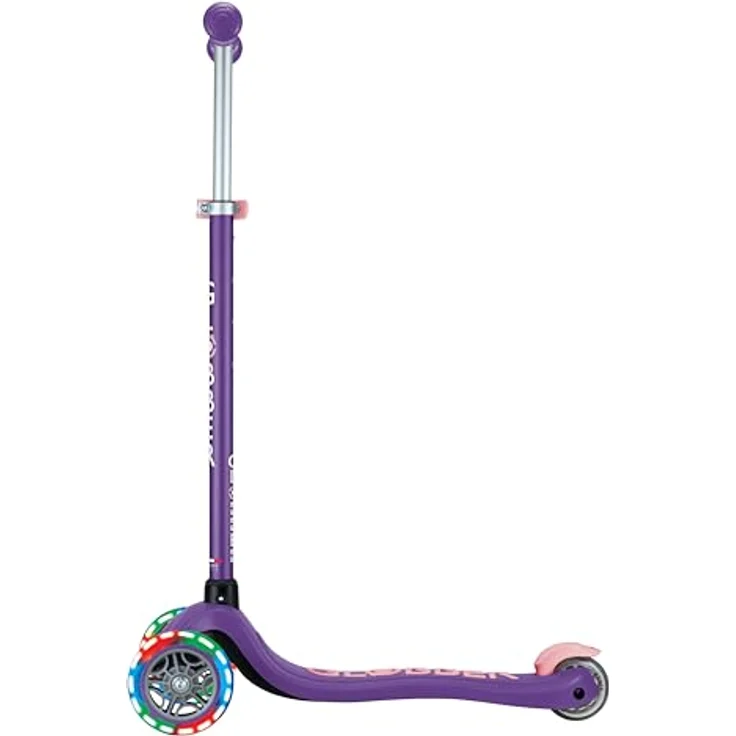 GLOBBER PRIMO PLUS LIGHTS – 3-rädriger Tretroller für Kinder, höhenverstellbar, LED-Leuchtrollen, ABEC 9, lila – Bild 5