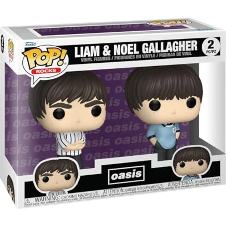 Funko POPS Rocks Oasis, Liam & Noel Gallagher 2er Pack, stilisierte Pop! Vinyl-Figuren, ca. 9 cm groß, mit Fensterbox – Bild 1