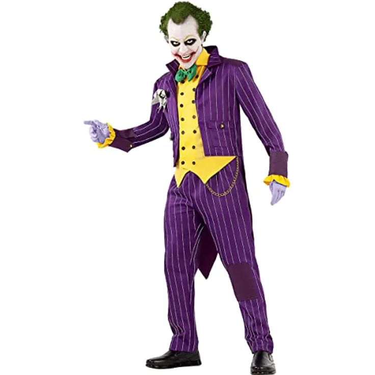 Funidelia Joker Kostüm - Arkham City für Herren, Größe L, lila - Superhelden, DC Comics, Bösewicht - Kostüm für Erwachsene & Verkleidung für Partys, Karneval & Halloween