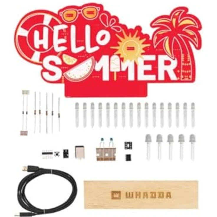 Whadda Lötbausatz XL-Platine Hello Summer, mit Holzhalter, kreatives STEM-Projekt für Bildung und Experimentieren – Bild 5
