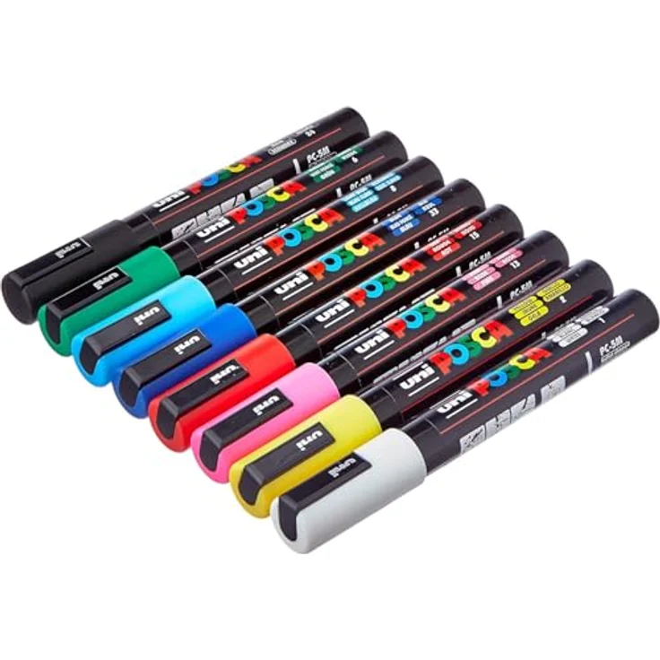 POSCA Posca UNI Stifte-Set, Filzstifte mit 8 Farben, 5 mm, Basic – Bild 3