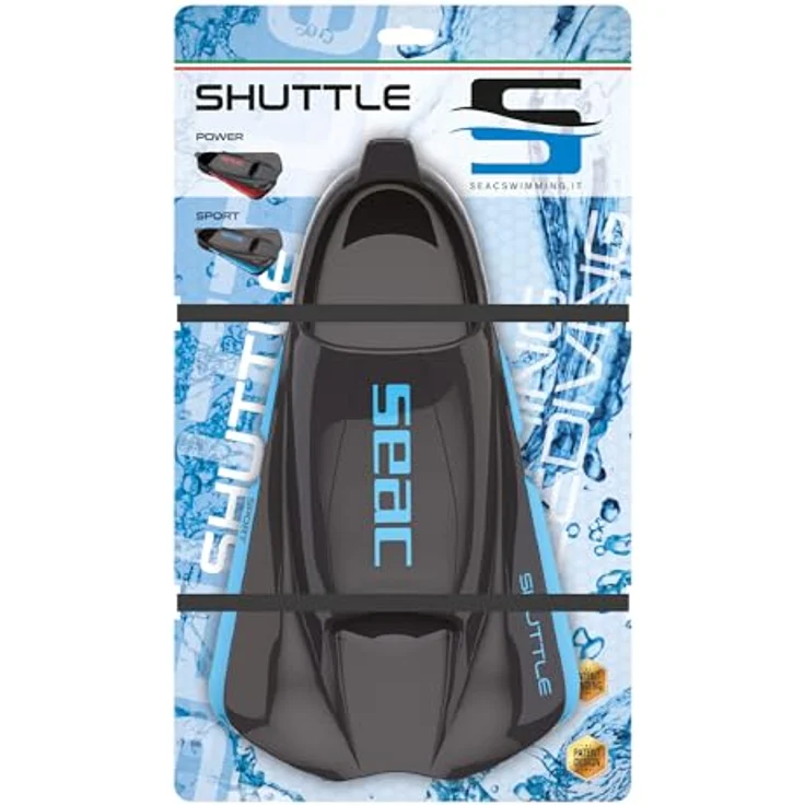 Seac Shuttle Schwimmflossen aus 100 % Silikon, Schwarz/Hellblau Sport, für Cardio und Krafttraining, Unisex-Erwachsene, 38/39 – Bild 5