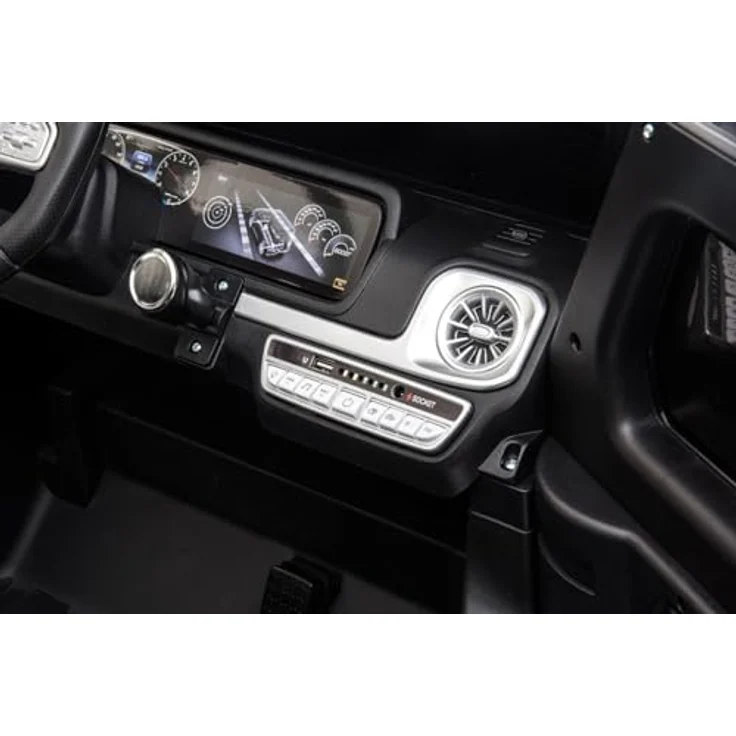 Beneo Elektrisches Kinderauto Mercedes-Benz G63 AMG 4x4, Zweisitzer, schwarz, MP3-Player mit USB/AUX und Bluetooth, Allradantrieb, Lithium-Batterie, EVA-Räder, Kunstledersitze, Fernbedienung, lizenziert – Bild 6
