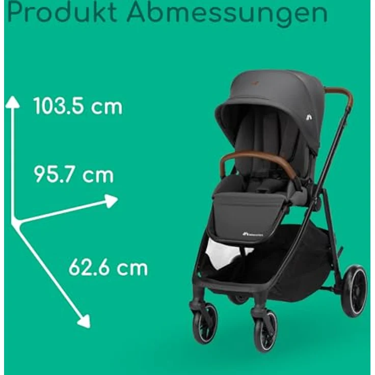 Bebeconfort Luvia Trio, Kombikinderwagen 3 in 1 mit Babyschale und Aufsatz, Smartes Faltsystem, Verstellbarer Schieber, für Kinder 0–4 Jahre, Mineral Graphite – Bild 9