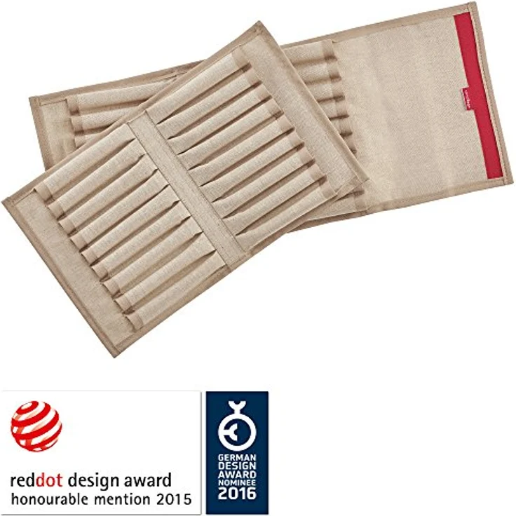 transotype senseBag Wallet, cremefarbene Tasche für bis zu 36 Marker, abwaschbares Polyestergewebe mit abgenähten Stiftfächern und Außentasche mit Reißverschluss – Bild 3