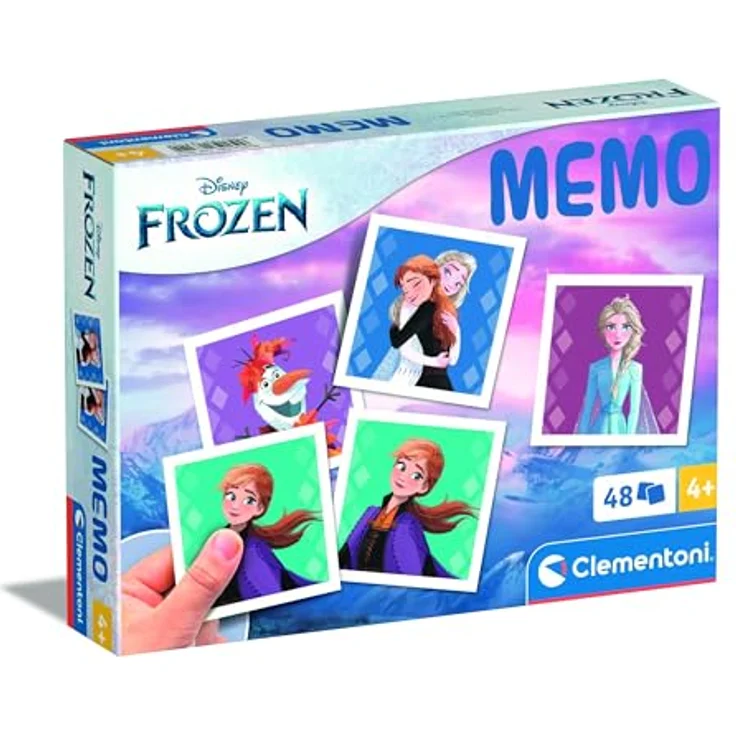 Clementoni Memo-Spiel Frozen 18314, 48 Karten für Gedächtnistraining mit Elsa, Anna und Olaf, farbenfroh – Bild 1
