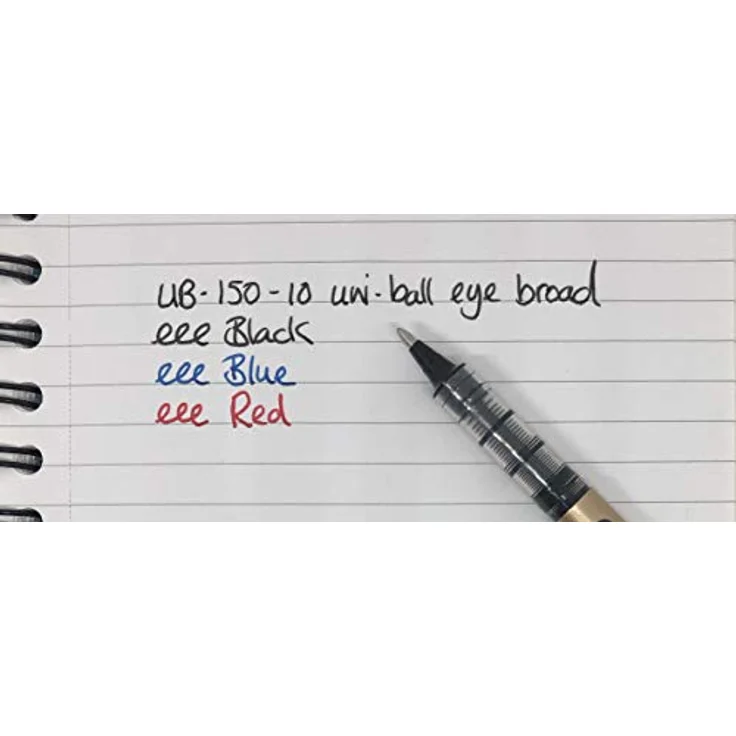 Uni-ball Rollerpen Eye UB-150, 1 mm Breite, schnelltrocknende schwarze Tinte, Set mit 12 Stiften – Bild 6