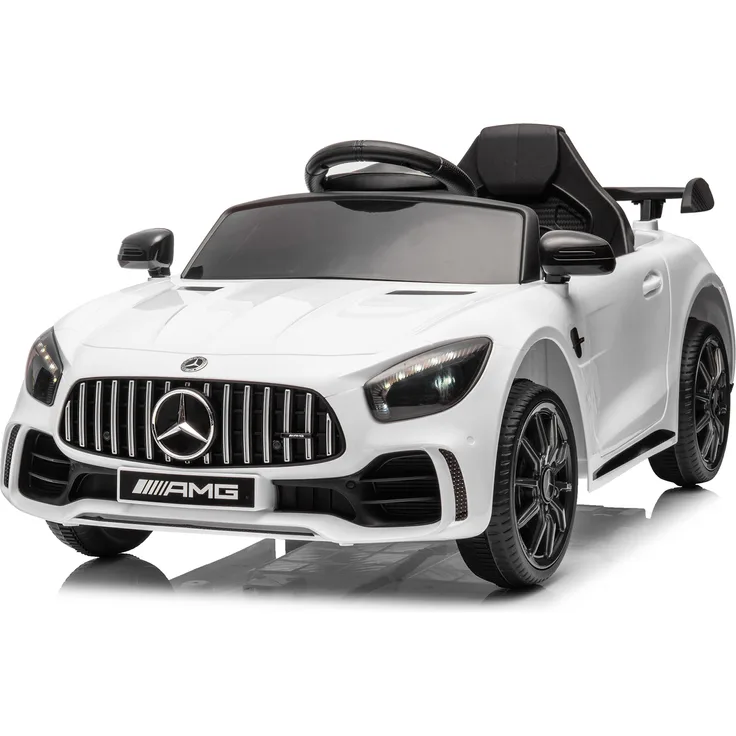 FCH Elektroauto Kinderauto Mercedes-Benz AMG Gtr, 2,4G Fernbedienung, LED Scheinwerfer, MP3, Hupe und Musik, weiß
