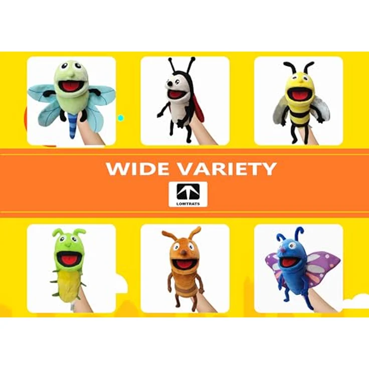 LOMTRATS Insekten-Handpuppen, bewegliche Puppen für kreative Erzählspiele, Bienen, Schmetterlinge und Libellen, 40 cm, Plüschmaterial, waschbar – Bild 3