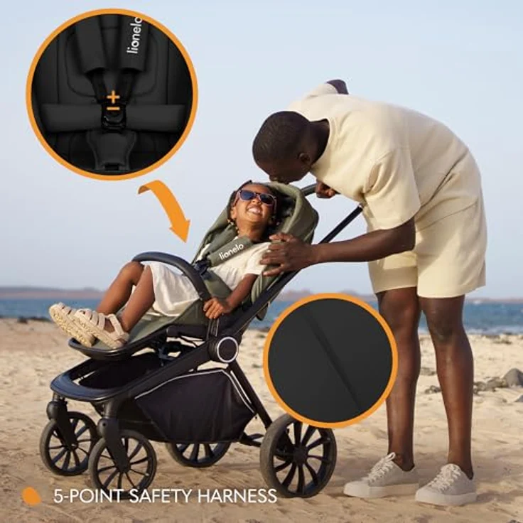 Lionelo MIKA PLUS 2-in-1 Buggy, AiryDots, Rückenlehne und Füße verstellbar, bis 22 kg, XXL-Verdeck – Bild 3