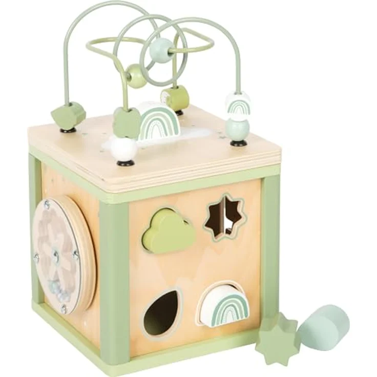 small Foot Motorikwürfel grün, 5-in-1 Motorikspielzeug aus FSC® 100%-zertifiziertem Holz, für Kinder ab 12 Monaten, 12805 – Bild 1