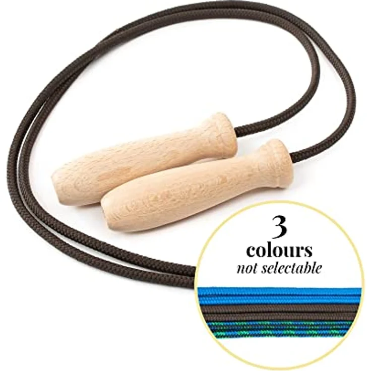 tuuli Accessories Springseil Holzgriff Baumwollseil Fitness Spiel Training 230 cm – Bild 3