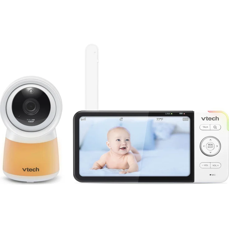 VTech Elektronisches Video-Kindermädchen 5 Zoll RM-5754HD, Babyphone mit Kamera, Nachtsicht, Raumtemperatursensor, weiss