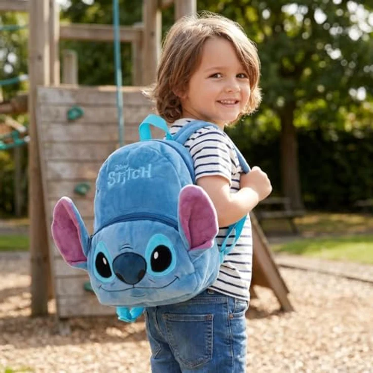Lilo and Stitch Stitch Plüsch Rucksack, Kuscheliger Kinderrucksack mit Reißverschluss, leicht und bequem, Maße 32 x 27 x 10 cm, offizielles Lizenzprodukt – Bild 5