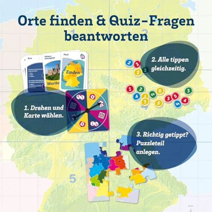 KOSMOS 685249 was IST was Entdecke Deutschland, Geographiespiel für 2-4 Personen ab 8 Jahren, interaktives Rate- und Schätzspiel – Bild 5