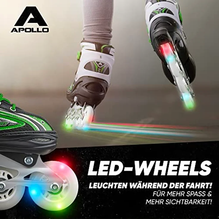Apollo Super Blades X Pro | größenverstellbare Inliner für Kinder, Damen und Herren | LED Wheels | bis Größe 42 | High-Rebound-Rollen – Bild 3