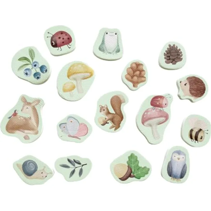 Little Dutch Forest Friends Bath Foam Figures, Schaumstoffaufkleber für die Badewanne, 16 Stück, fördert Kreativität und motorische Fähigkeiten, geeignet für Kinder ab 10 Monaten