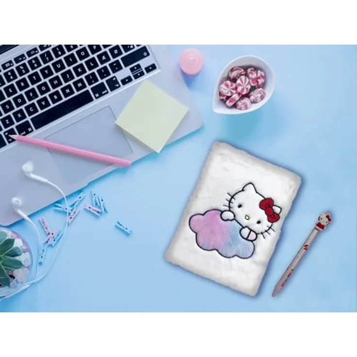 Hello Kitty Plüsch Notizbuch Set, Kreativset mit radierbarem Gelstift für Schule und Büro – Bild 7