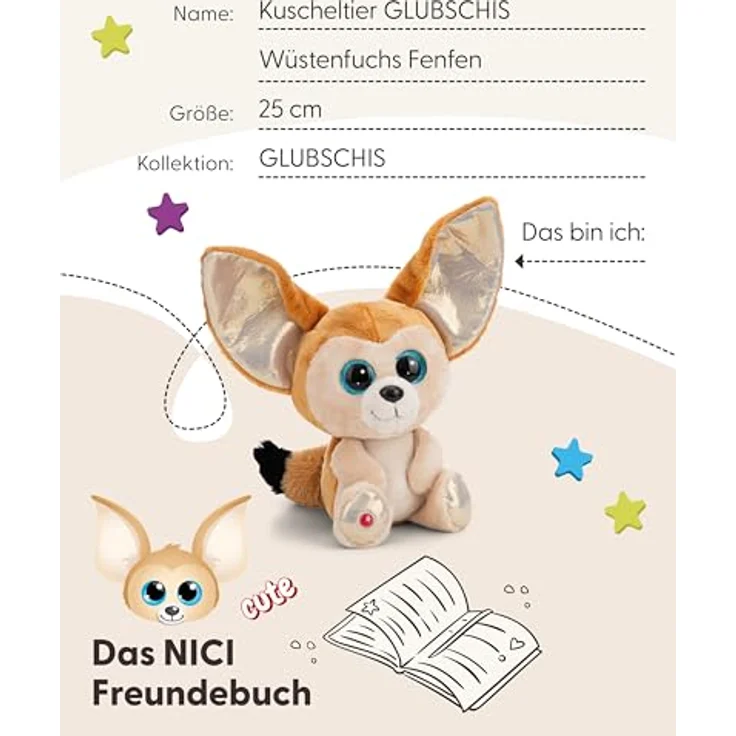 NICI GLUBSCHIS Wüstenfuchs Fenfen, Kuscheltier 25cm aus braunem Plüsch, niedlich zum Kuscheln und Spielen, ideale Geschenkidee - 61781 – Bild 5
