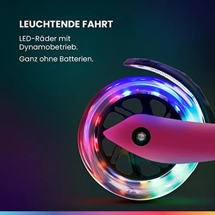 fun pro Two Roller Kinder 6 Jahre, LED Räder Tretroller, Faltbar, Händler aus Hamburg, erweiterte Garantie, für Kinder ab 5 Jahren bis 80KG, Premium Scooter Kinder – Bild 3