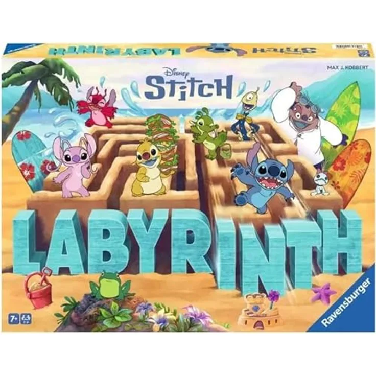Aspekto Familien-Brettspiel „Labyrinth“ – Disney Stitch-Labyrinth, strategisches Knobelspiel für Kinder ab 7 Jahren, mehrsprachige Anleitung
