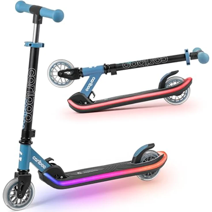 CARIBOO Cariboo LEDStar, Zweirad-Roller mit leuchtendem LED-Trittbrett und 11 Lichtmodi, klappbar, blaulicht – Bild 1