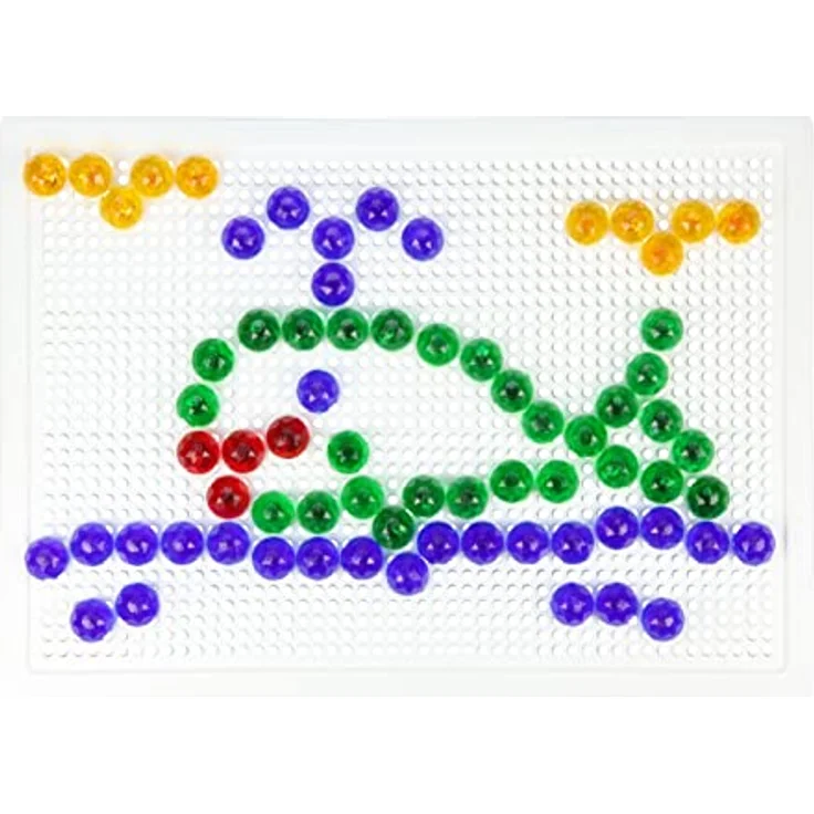 Lena 35627 - Mosaik Steckspiel Set, Steckmosaik mit 120 transparente Stecker, Mosaikstecker Ø 15 mm, Mosaikspiel für Kinder ab 3 Jahre, Komplettset mit Steckplatte ca. 28 x 19,5 cm und Organizer – Bild 3