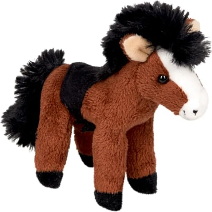 Die Spiegelburg I Pferd mit Sound - Pferdefreunde, sort. - Kuscheltier mit Soundfunktion, abnehmbarem Sattel, 12 cm Größe - Die Spiegelburg