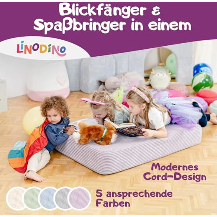 Hüpfpolster Oktopus Lila mit Federkern, rutschfester Unterseite, Tragegriff und abnehmbarem, waschbarem Cord-Bezug – Bild 3