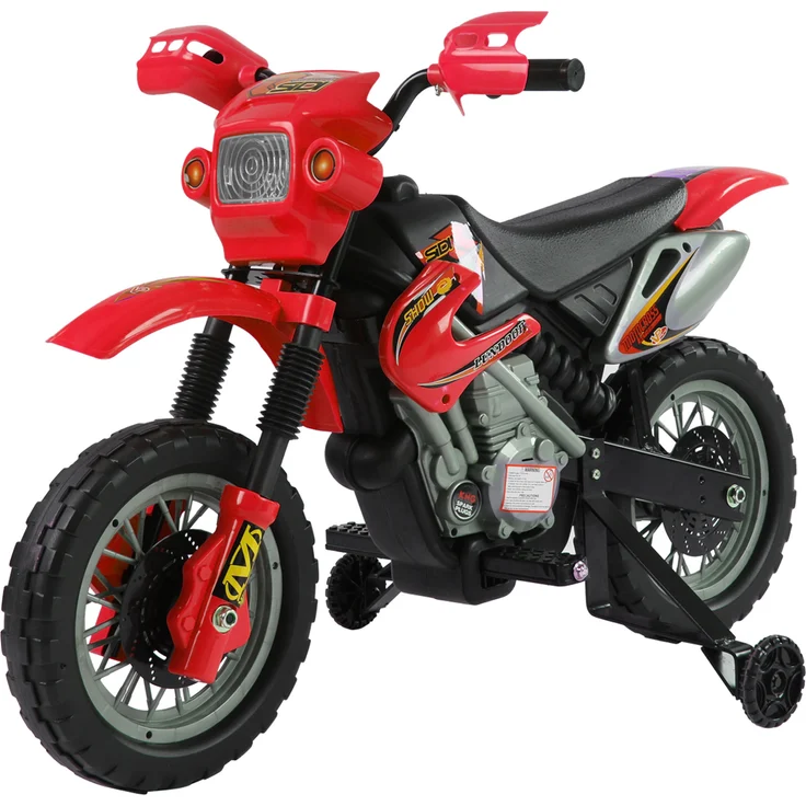 HOMCOM Kinder-Elektromotorrad, 6 V, wiederaufladbare Batterie, Musik und Licht, Rot