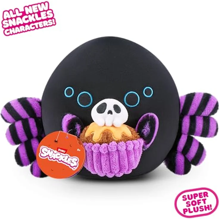ZURU Snackles Halloween Serie 1, 20 cm großes Plüschspielzeug (Shadow) mit Snack-Accessoire, superweicher Plüsch – Bild 3