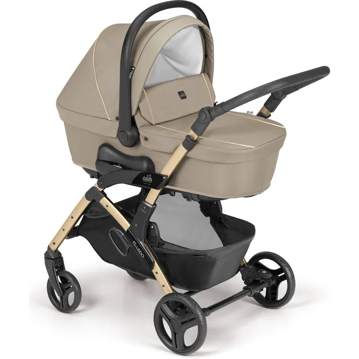 Cam il mondo del bambino 3in1 Kombi-Kinderwagen Fluido Easy, inkl. Babyschale, kompakt zusammenklappbar, mehrere Farben verfügbar