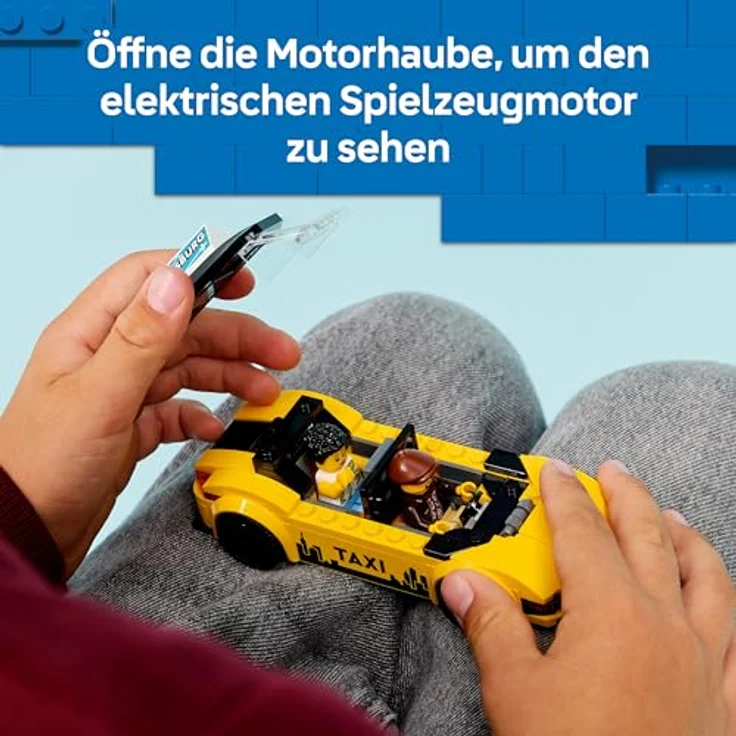 LEGO City Gelbes Taxi (60487), 122-teiliges Spielset für Kinder ab 5 Jahren, Elektro-Design, Maße: 13x5x5 cm – Bild 3