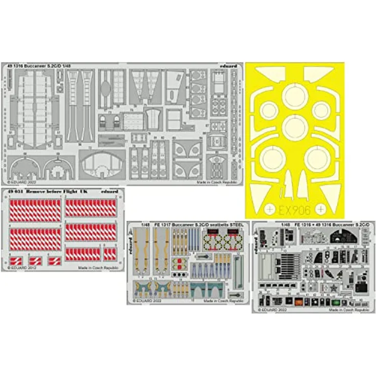 Eduard EDUBIG49358 1/48 Big Ed Blackburn Baccania S.2C/D, Kunststoffmodellbausatz für Airfix mit Sicherheitsgurt-Masken (4 Stück)