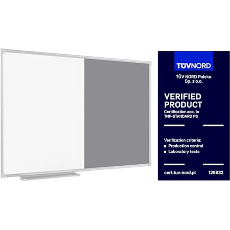 ALLboards Kombitafel, Whiteboard und graue Filz-Pinnwand mit Alurahmen, magnetisch und trocken abwischbar – Bild 2