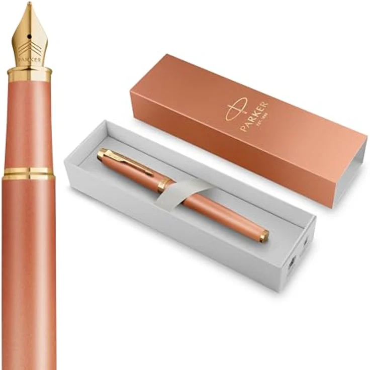 Parker Pen Füllfederhalter IM Writing Rituals, Orange, mit satinierter Metallic-Oberfläche und Edelstahl-Schreibfeder, Geschenkbox – Bild 1
