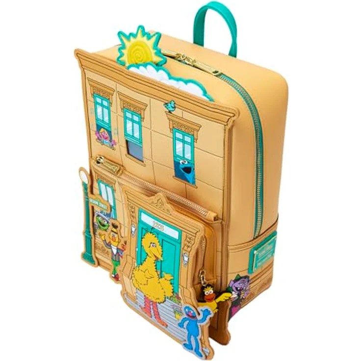 Loungefly Sesamstraße Ecke Rucksack, 30 cm, strapazierfähiges Polyester und PU-Leder, offiziell lizenziertes Produkt für Kinder – Bild 3
