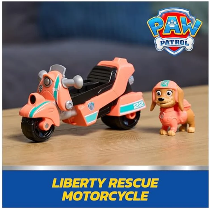 Paw Patrol PAW Basic Vehicle Liberty, Spielzeugfahrzeug-Set mit Rettungsmotorrad und Welpenfigur, fördert fantasievolles Rollenspiel, geeignet ab 3 Jahren – Bild 3